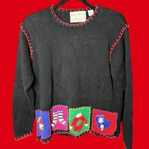 Marisa Christina Ugly Christmas Sweater Women's Small  Ramie Cotton Y2K 1999 VTG